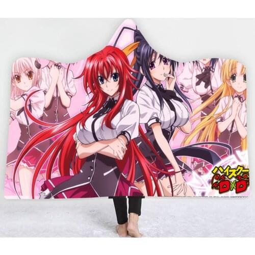 Anime High School DxD 3D Printing Throw Hooded Blanket Wearable Warm Fleece Bedding Office Quilts Soft Adults Travel