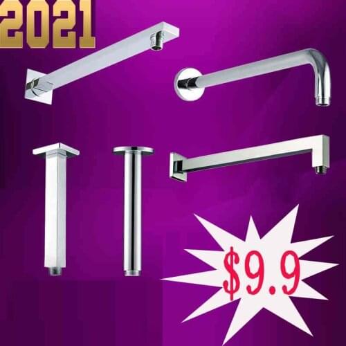 Free Shipping Chrome Polish Solid Brass Wall Mount & Ceiling G1/2 Shower Arm For Shower Head