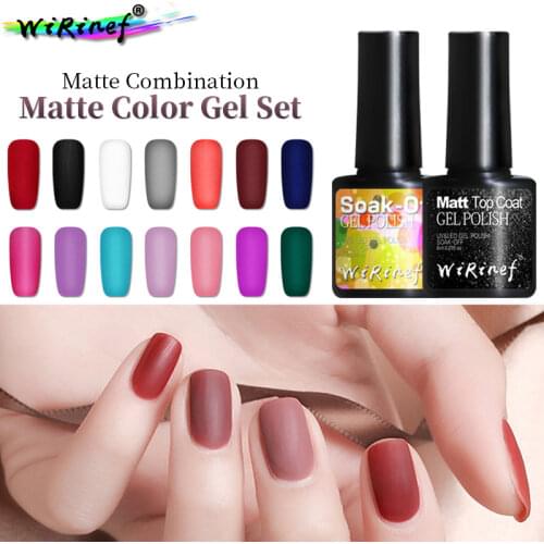 WiRinef Colorful Nail Gel Polish Charming Matte Top Coat Gel UV Varnish 2pcs/set Manicure Nail Art Lacquer Glue