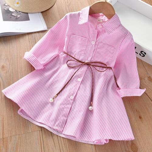Girl Dress Spring Autumn Stripe Kids Clothes Fashion Toddler Baby Girls Cotton Clothing Long Sleeve Children Dress Regular Style