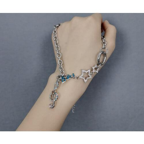 Long wholesale Alloy Musical note Necklaces Trendy 2021 Basic Punk Letter Clavicle Chain Silver Color Star shape Pendants Gift