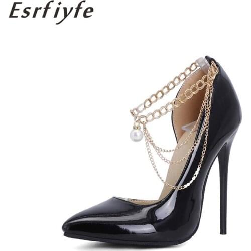 ESRFIYFE 2021 New Women Pumps Pu Leather High Heels Shoes Fashion Office Shoes Stiletto Party Shoes Female Comfort Women Shoes