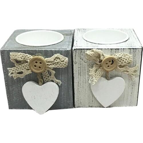 HOUSEEN Decorative Wooden Candlesticks