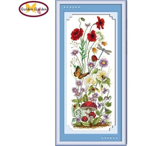 GG Welcome The Spring Cross Stitch Painting Print on Canvas 11CT14CT Embroidery Needlework Sets Cross Stitch Kit for Home Decor