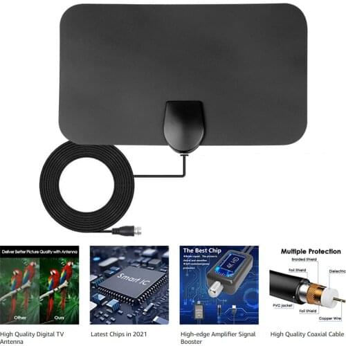 Kebidumei 4K 25DB HD TV DTV Box Digital TV Antenna Home TV Signal Receiver 50 Miles Booster Active Indoor Aerial HD Flat Design