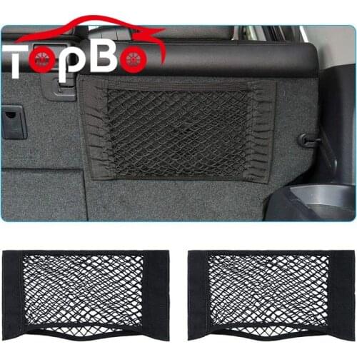 2Pcs Universal Car Back Rear Mesh Trunk Seat Elastic String Luggage Net Magic Sticky Storage Auto Organizer Interior Accessories