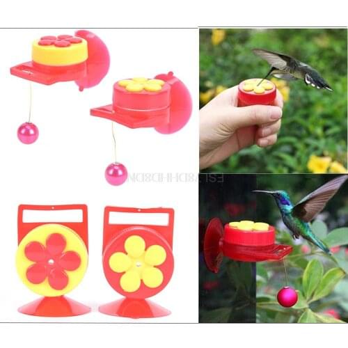 Flowers Shape Handhold Bird Hummingbird Feeder Drinker Plastic Seed And Water Outdoor Window Suction Cup Bird Feeder
