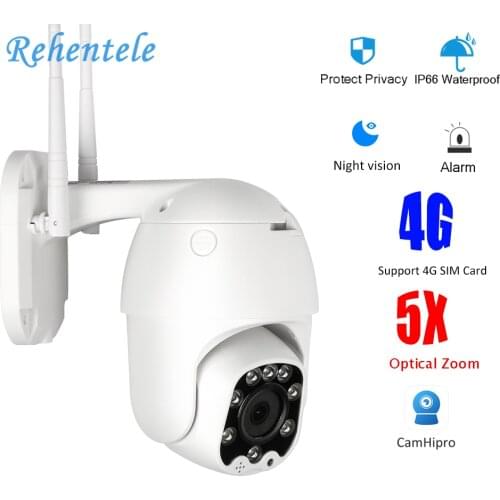 CamHi 4G SIM Card Camera 1080P PTZ 5X Zoom Auto Focus 2.7-13.5mm/4mm Fixed Lens Outdoor CCTV Security Wireless WIFI IP Camera