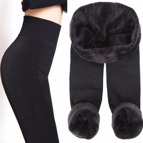 SALSPOR S-3XL Solid Color Women Winter Velet Trousers Female High Elastic Warm Nine pants Ladies Sexy High Waist Slim Leggins