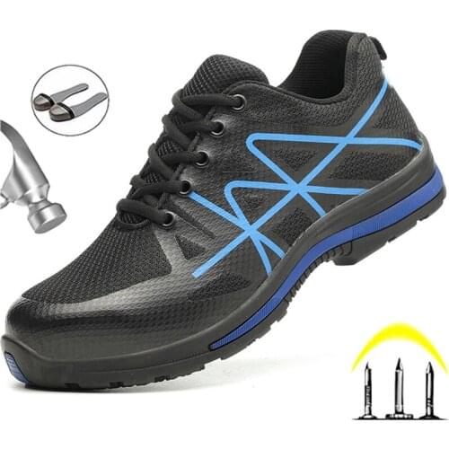 Male Security Shoes Anti-puncture Work Sneakers Indestructible Steel Toe Shoes Men Boots Lightweight Comfort Work Shoes Men Pop