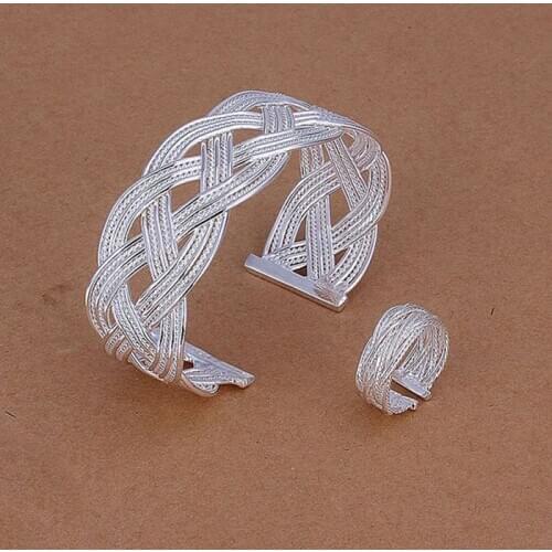 Sets Silver Plated Sets Silver Trendy Beautiful Sets Knitted Mesh Jewelry Wholesale Free Shipping azmt LS310