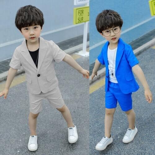 2020 New Sale Formal Suits For 2-13 Year Summer Children Clothes Sets Short Sleeve T-shirt+Pants 2Pieces Kids Boys Clothing Set