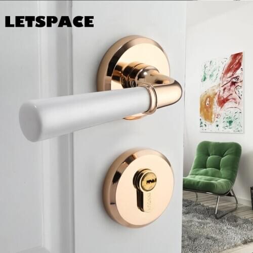 NEW High leEuropean simple wooden Ceramic split lock Imitation interior door handle lock Bedroom Mute lock round Wood door lock