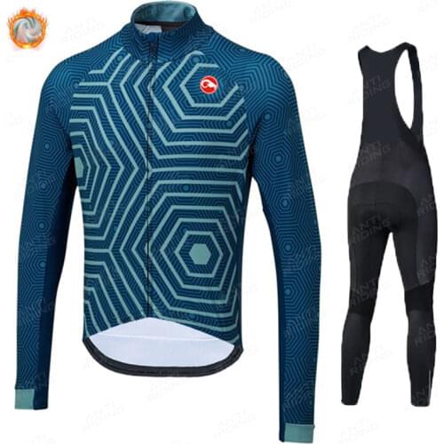 New Winter Bicycle Set Bike Cycling Team 2021 Long Sleeve Sportswear Autumn Racing Pro Jersey Suit for Men Thermal Fleece