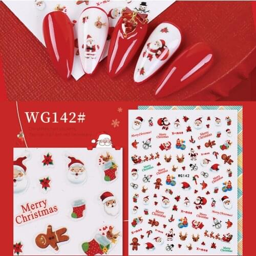 3D Christmas Nail Stickers Foil Decals DIY Xmas Snowflake Transfer Slider Elk Snow Sticker for Nail Design Decoration