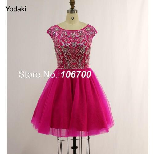 Real Photos Crystals Beading Homecoming Dresses Cap Sleeves Scoop Neck Tulle Short Party Dresses Many Colors Prom Gowns 2018