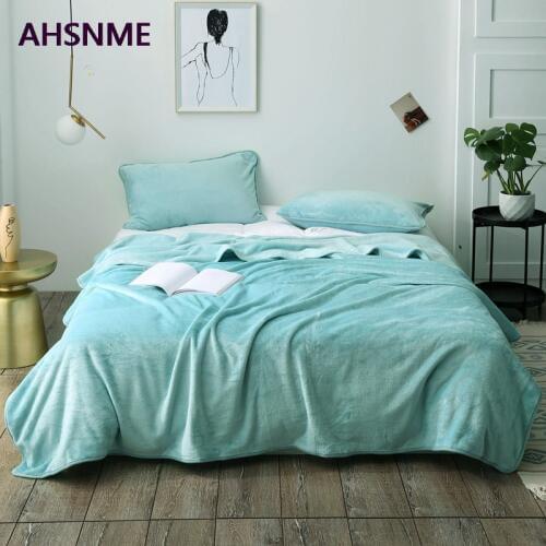 AHSNME Tiffany Blue Thick Coral Blanket Solid Color Mink Velvet Blanket Soft Sofa Throw Multi Size High Quality Rug Drop Ship