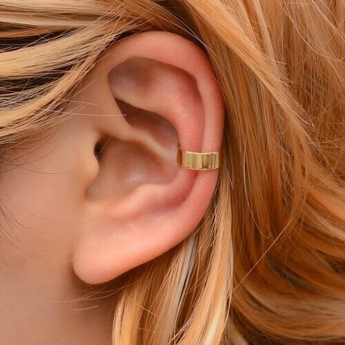 Simple Creative New Metal Gold Silver Ear Cuffs Clip Earrings for Women Trendy Street Personality Geometric Earrings Jewelry