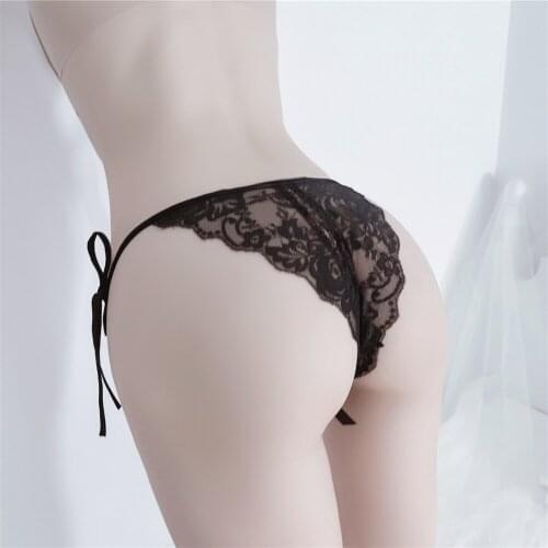 Transparent Low-waist Underpant Hollow Out Open Crotch Thong Seamless G-string Underwear Women Lacing Lingerie Sexy Lace Panties