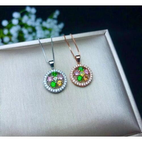 The power of love. Natural tourmaline necklace. 925 silver material