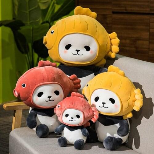 1pc 25/35/50cm Cute Plush Toys Cartoon Stuffed Soft Animal Fish Head Panda Pillow Dolls For Children Girls Baby Birthday Gifts
