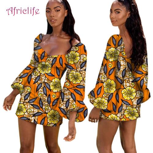 Sexy Lady Mini Skirt Above Knee Female Dresses One Pcs Fashion Ruff Sleeve Young Girl Clothing WY6360