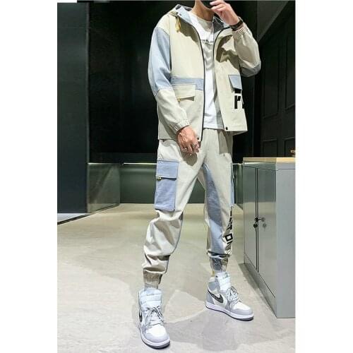 Mens Streetwear Tracksuit Set 2021 Autumn New Sweat Suit Men Hoodie Jacket + Sweatpants Hip Hop Set Male Fashion Joggers Sets