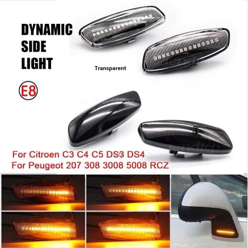 2Pcs LED Dynamic Blinker Turn Signal Light Side Marker Indicator Lamp For Citroen C4 Picasso C3 C5 DS4 Peugeot 308 207 3008 5008