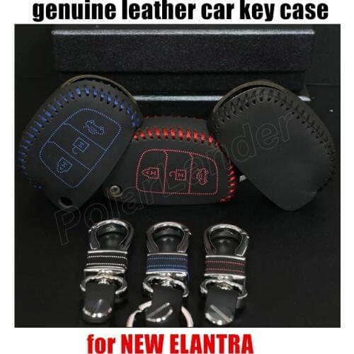 Only Red car key case cover Hand sewing genuine quality leather car accessory fit for HYUNDAI MISTRA/IX35/IX25/NEW ELANTRA
