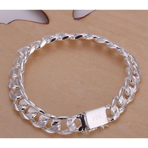 High quality fashion hot sale Silver color Bracelets charm 10MM chain Men Women wedding gift free shipping factory price H032