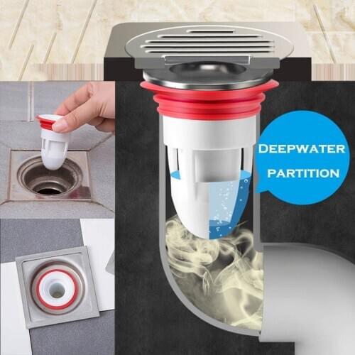 Smell Proof Shower Floor Siphon Drain Cover Sink Strainer Bathroom Plug Trap Water Drain Filter Bathroom Anti-backflow Sealer