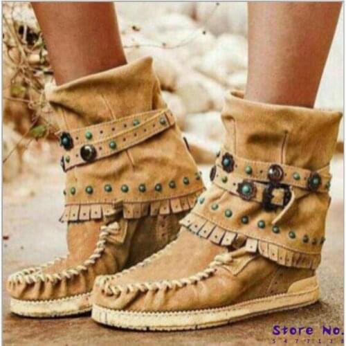 Women ankle Boots gladiator high heels wedges height incleasing shoes Booties vintage PU leather slip on Shoe botas mujer HP2691