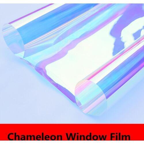 1.38x20m/54"x66ft Laser Colorful Window Tint film Sun Shade Decorative Color Changing Iridescent Rainbow Effect Window Sticker