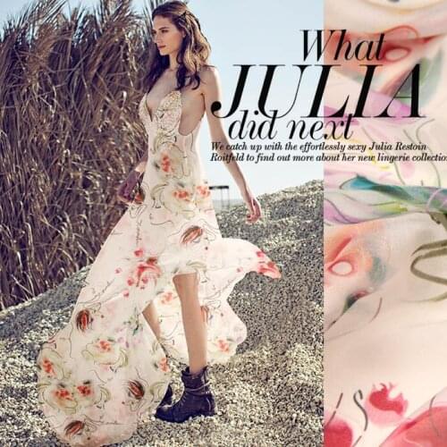 100%Pure PRINTED SILK CHIFFON 135cm width 8momme Silk Chiffon Roll Yarn Fabric New Arrival 2018 New Design Free Shipping 073