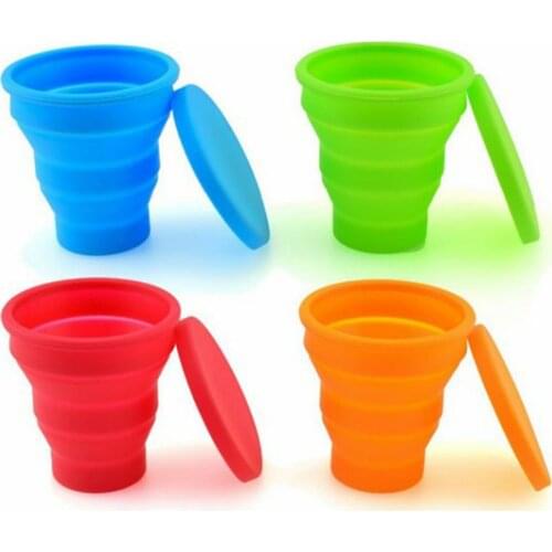 170ML Outdoor Silicone Folding Water Cup With Lid Retractable Travel Mini Coffee Cups Expandable Drinking Cup Portable Handcup