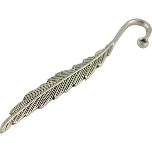 20-pack Silver Alloy Feather Carved Metal Clip Bookmark Magazine Gift DIY