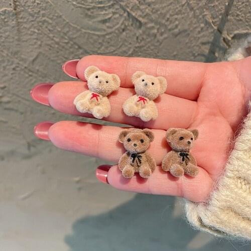 2021 Korean Fashion Cute small Kawaii Teddy Bear Stud Earrings for Girls Women female Cartoon safety pin Animal Earring Jewelry