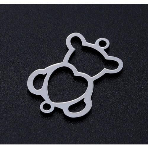 5pcs/lot Heart Bear diy Connector Charms Wholesale 100% Stainless Steel Factory Sale Custom Finding Connectors