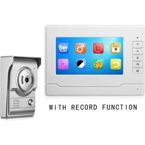 7''Inch Wired Video Door Phone Visual Video Door Intercom Doorbell Monitor Camera Kit For Home Security With Record Function