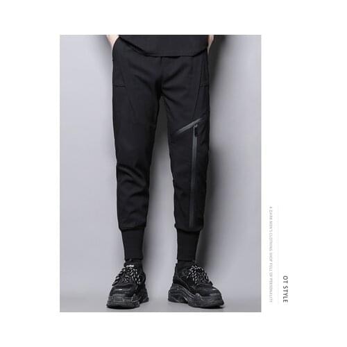 Dark personality design zipper adorning asymmetrical patchwork casual pants 9-cent chaps chaps mens hairdresser chaps