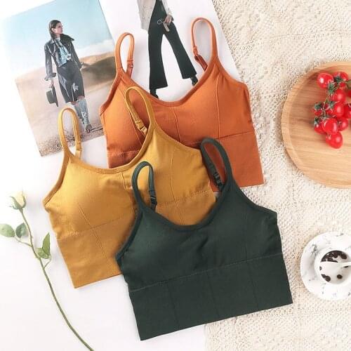 New Summer Cotton Sport Tops For Women Pure Color Push Up Bras Underwear Fashion Running Fitness Bra U Shape Seamless Top