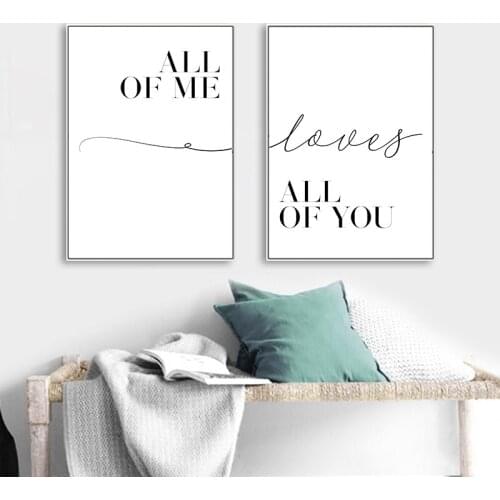 Scandinavian Style Black And White Motivational Love Quote Posters Minimalist Canvas Painting for Living Room Decoration Picture