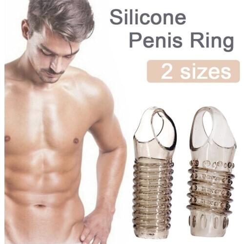 Silicone Penis Ring Adults Sex Toy for Men Vagina Condom Ribbed Multi Functional Dildo Girth Enhancer Anal Butt Plug Dick Sleeve