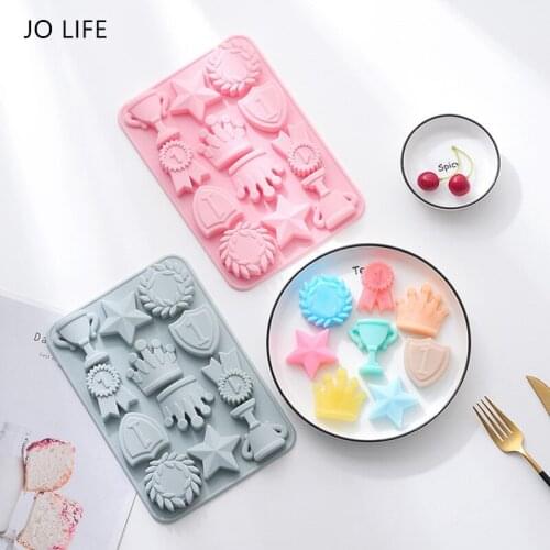 JO LIFE Medal Trophy Princess Crown Silicone Chocolate Mold Fondant Competition Celebration Cake Mould Candy Biscuit Moulds