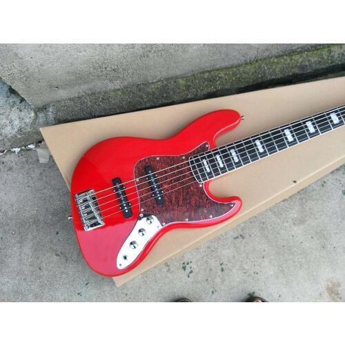 The red 5 string electric bass guitar, the red tortoise shell PigGug, Rosewood Fingerboard, provides customization