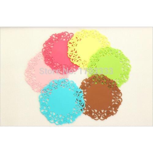 Creative Korean Style Colorful Lace Silicone Tea Cup Mat Coffee Mug Pad For Kitchen Round Coaster Hotel Cafe Tool