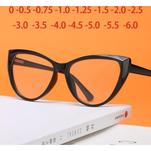 Fashion Cat Eye Myopia Glasses Women Luxury Brand Deisgner Eyeglasses Prescripton Spectalces 0 -0.5 -0.75 -1.0 -1.5 To -6.0