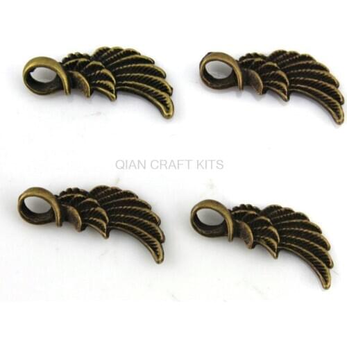 Set of 20 pcs wing antique bronze feather zinc alloy pendant, charm, drops for diy 25X10mm/AY0054