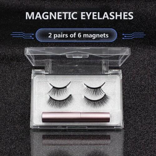 Magnetic Eyelashes Set 2pairs Magnet Lashes Liquid Eyeliner Kit Waterproof Long-Lasting False Mink Magnet Eyelash Extension Tool