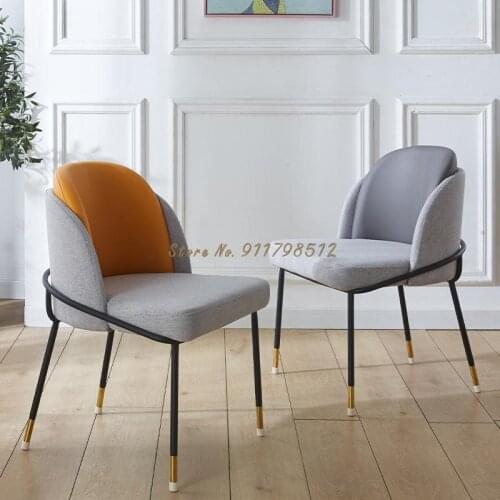Nordic Light Luxury Dining Chair Home Backrest Fabric Minimalist Makeup Chair Modern Italian Houndstooth Stool Dining Table Desk